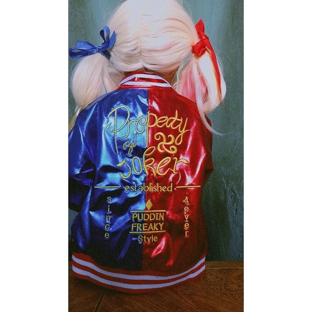 Halloween Harley Quinn trang phục cosplay cô gái Suicide Squad thêu áo thun quần short găng tay bóng chày bơm hơi Stick Set