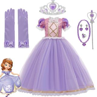 Đầm Hóa Trang Công Chúa Băng Giá Sofia Rapunzel Cho Bé Gái