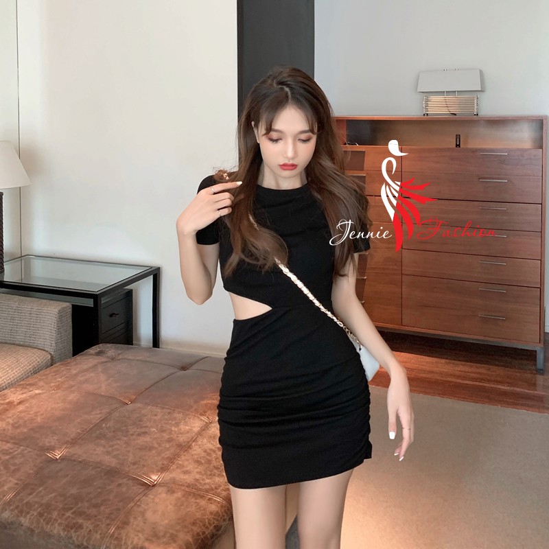 Đầm body hở eo Ulzzang thun co giãn Freesize