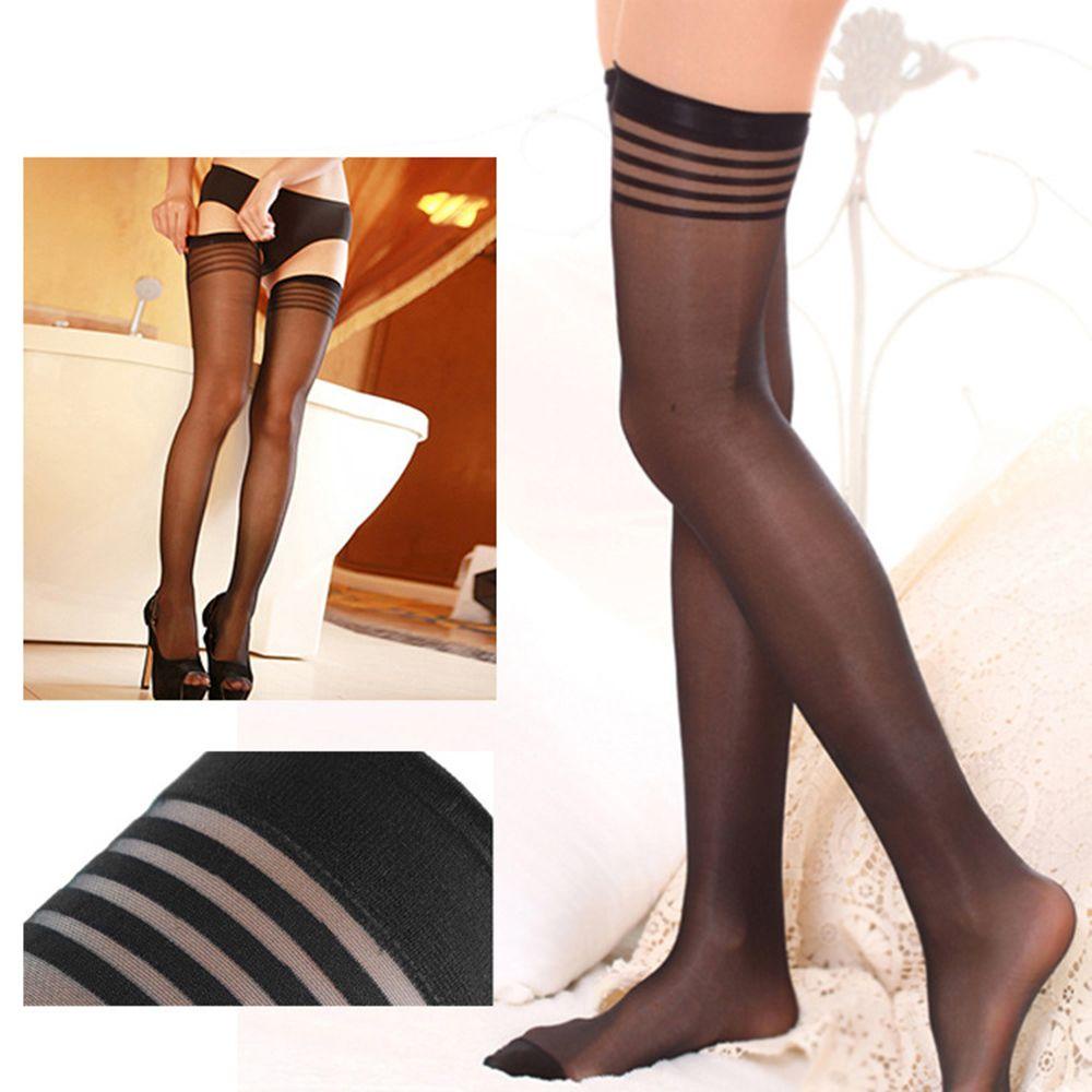 Tất Đùi Xuyên Thấu Màu Đen Cỡ Lớn Thời Trang Quyến Rũ Cho Nữ