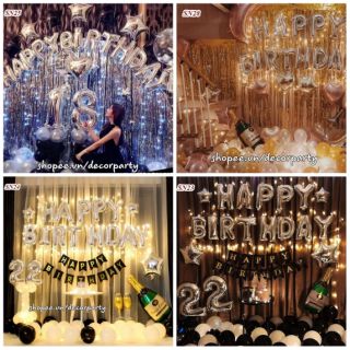 [Tặng Bơm+Đèn Led ] Nhiều mẫu Chọn Set Bóng sinh nhật Happy Birthday Kèm đèn led và số tuổi