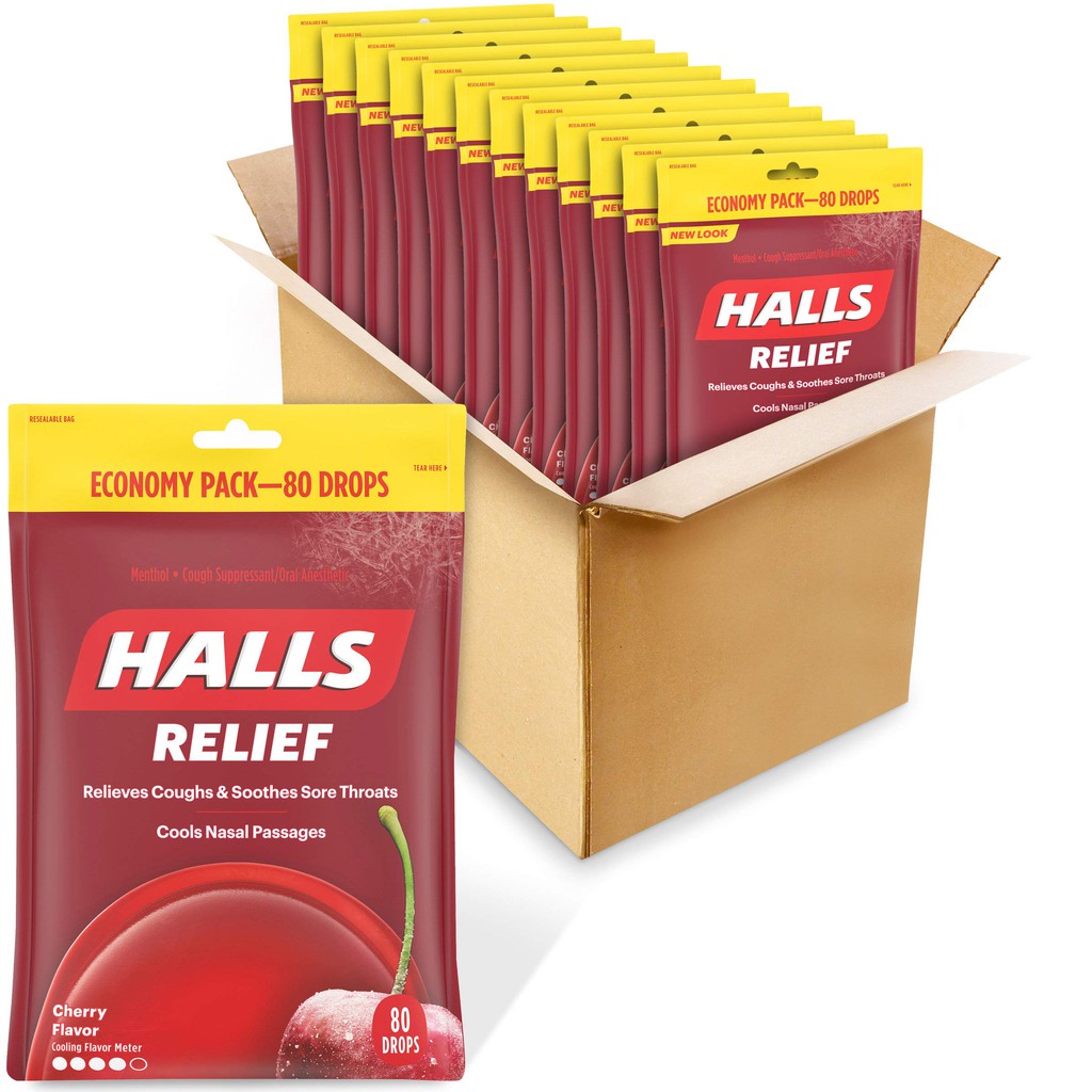 Kẹo ngậm Halls hương Cherry - 80 viên