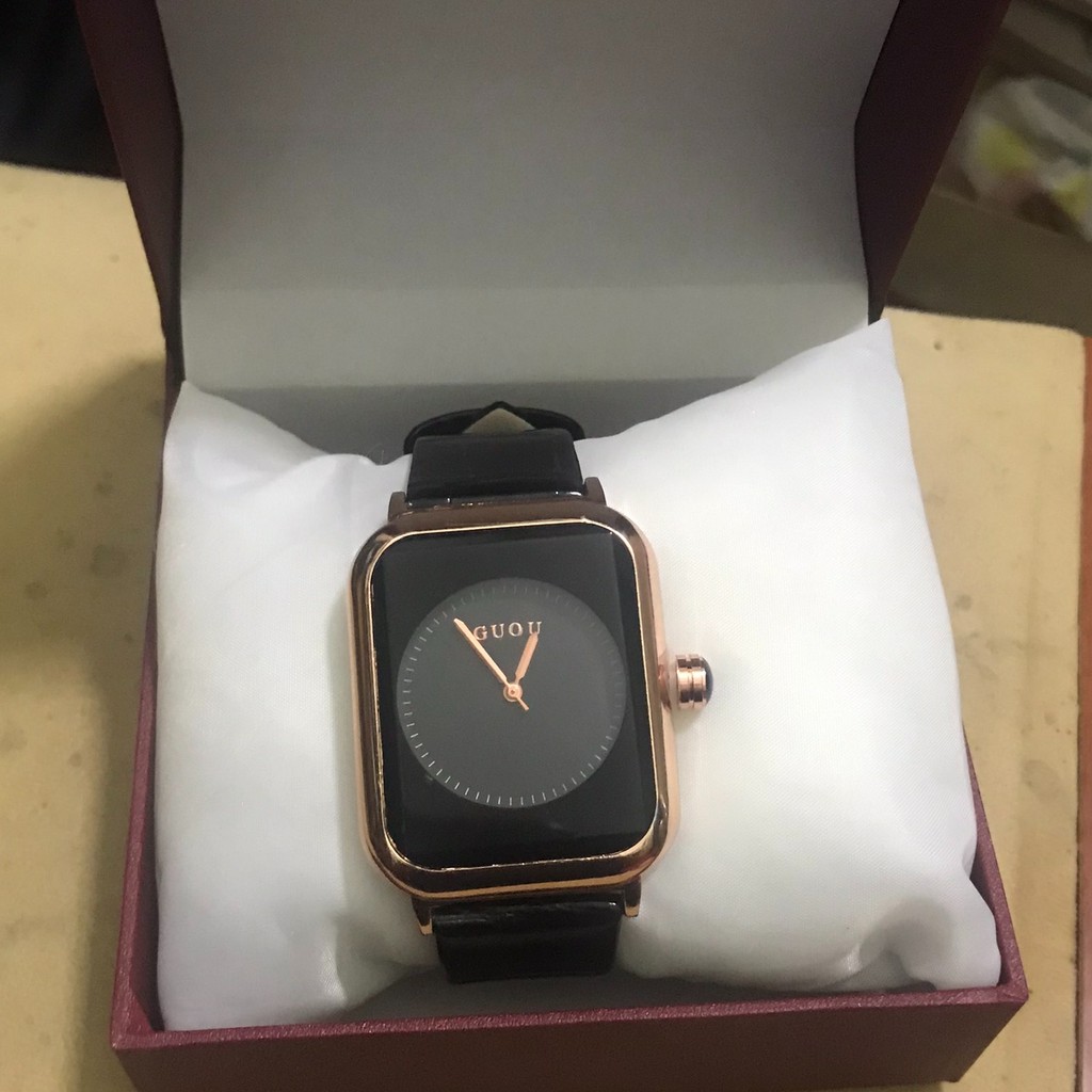 Đông hồ kim _ đồng hồ nữ GUOU 8162 dây da mềm chính hãng mặt vuông | BigBuy360 - bigbuy360.vn