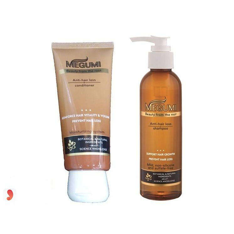 Bộ đôi ngăn rụng tóc Megumi (Dầu gội Megumi 175g + Dầu xả 130g) + Tặng Túi đựng mỹ phẩm đa năng Megu
