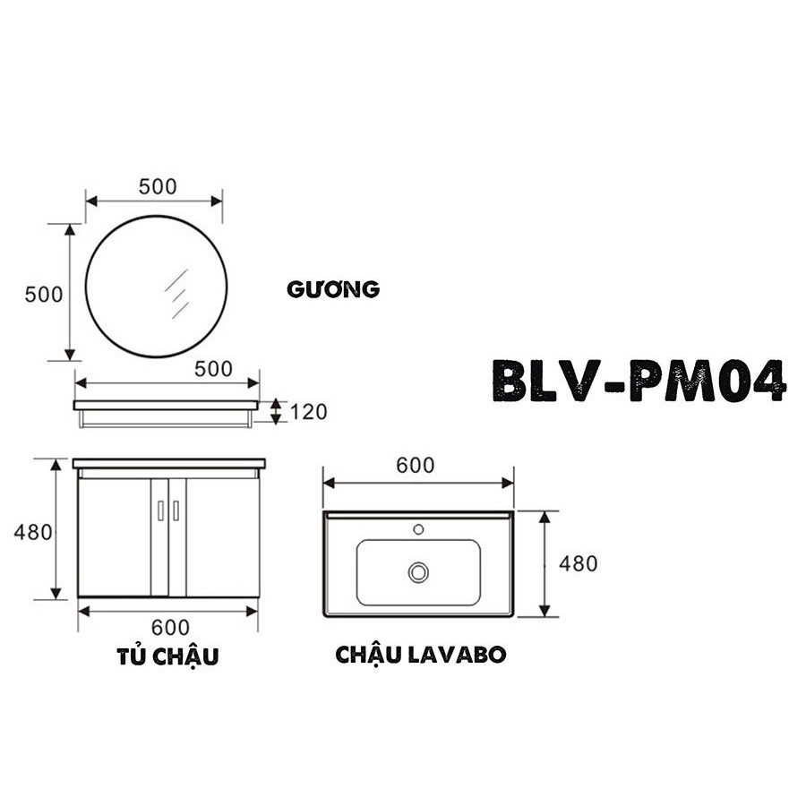 Bộ tủ Lavabo gỗ Polywood phủ Melamine chịu ẩm Eurolife BLV-PM04 Xám nhạt