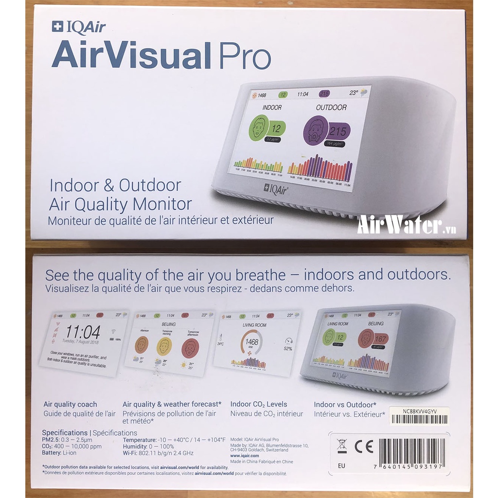 IQAIR AIRVISUAL PRO – Máy đo chất lượng không khí thông minh nhất thế giới