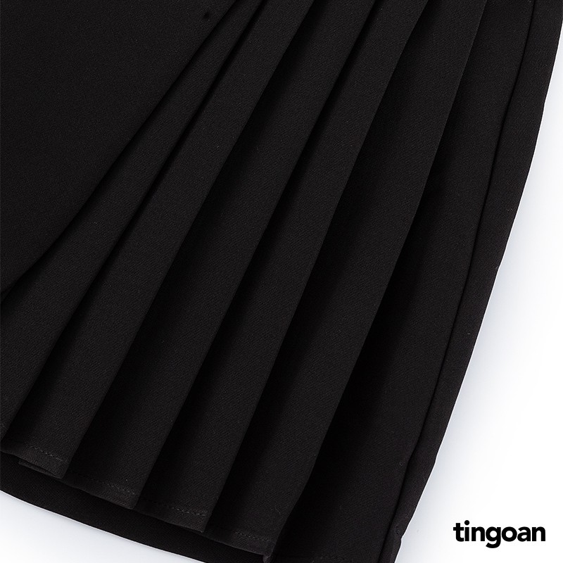 TINGOAN®  - Chân váy cạp cao xếp ly lệch vạt đen TIANA SKIRT/BL phiên bản mới nhất tháng 7 năm 2023