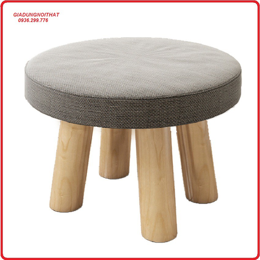 re0690 Ghế đẩu gỗ đệm tròn 18cm - Ghế đẩu nhỏ bằng gỗ