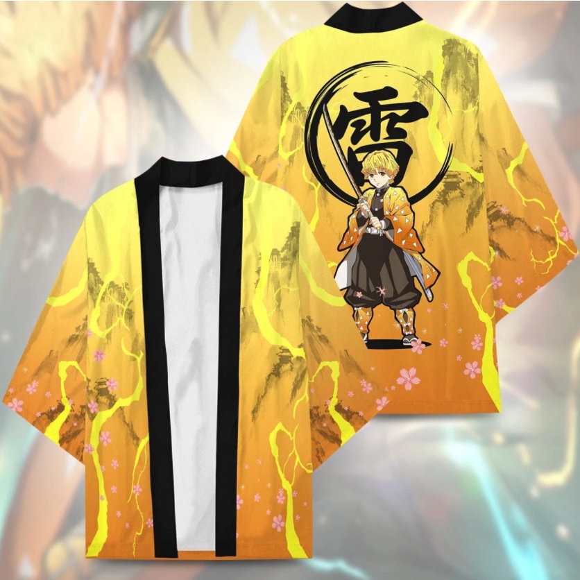 Áo Khoác Kimono Hóa Trang Nhân Vật Anime Demon Slayer Zenitsu Tanjirou Haori Mới