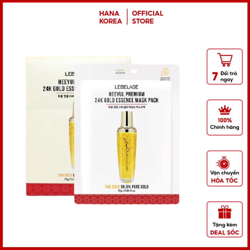 Mặt Nạ Tinh Chất Vàng LEBELAGE Heeyul Premium 24k Gold Essence Mask Pack