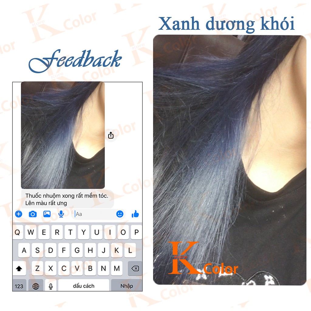 Thuốc nhuộm tóc XANH DƯƠNG ÁNH KHÓI SÁNG- LIGHT BLUE SEA sử dụng tại nhà nhiều thảo dược giá rẻ kcolor