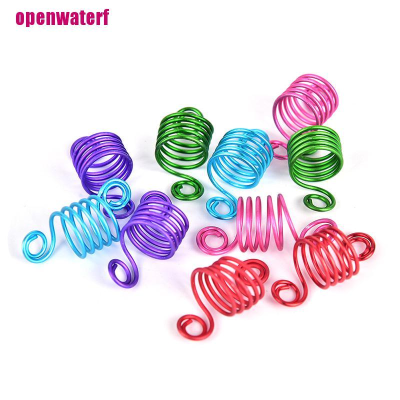 【openf】10 Pcs Metal Hair Braid Dreadlock Beads Cuffs Clips Braid Spiral Jewelry Decor