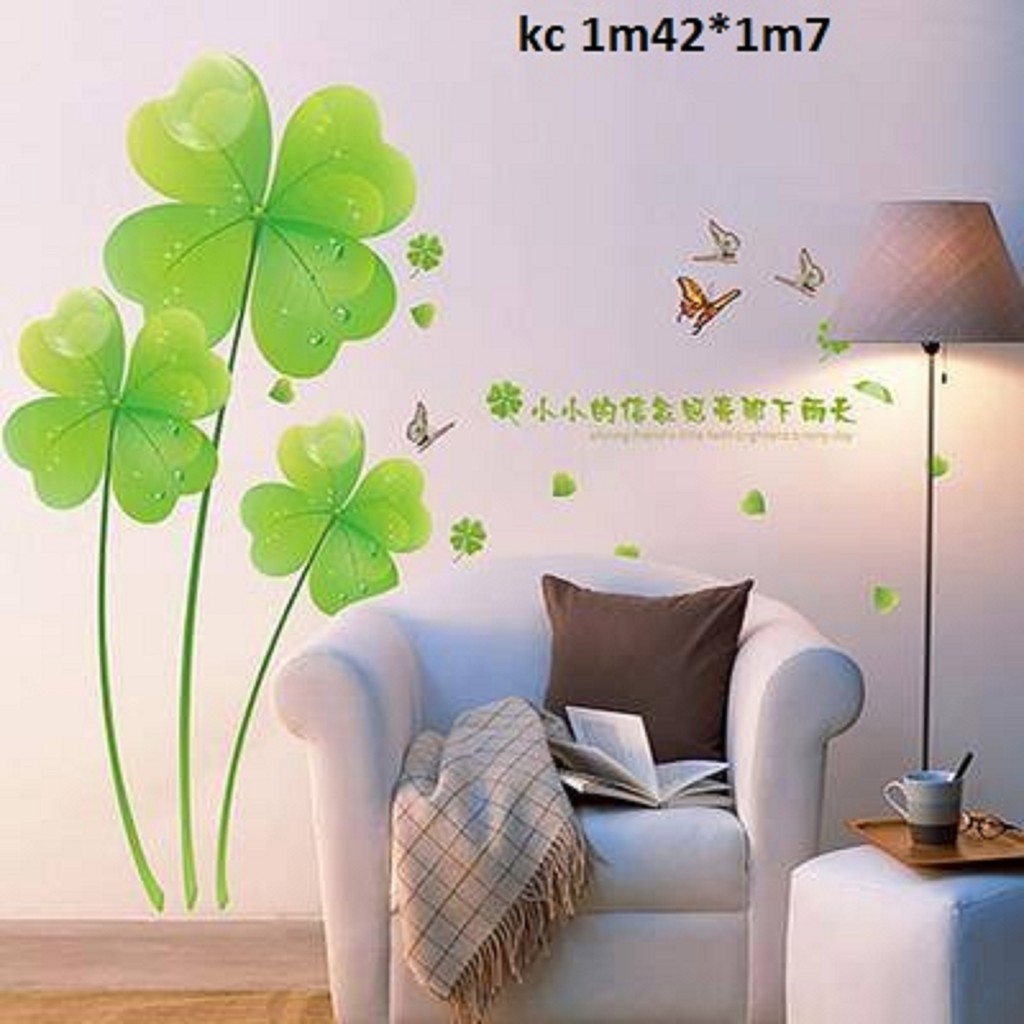 decal dán tường hoa xanh