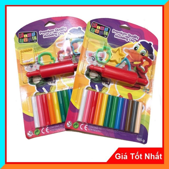 Đất Nặn, Đất Sét 12 Màu Thái Lan Kèm Khuôn 165 Gram