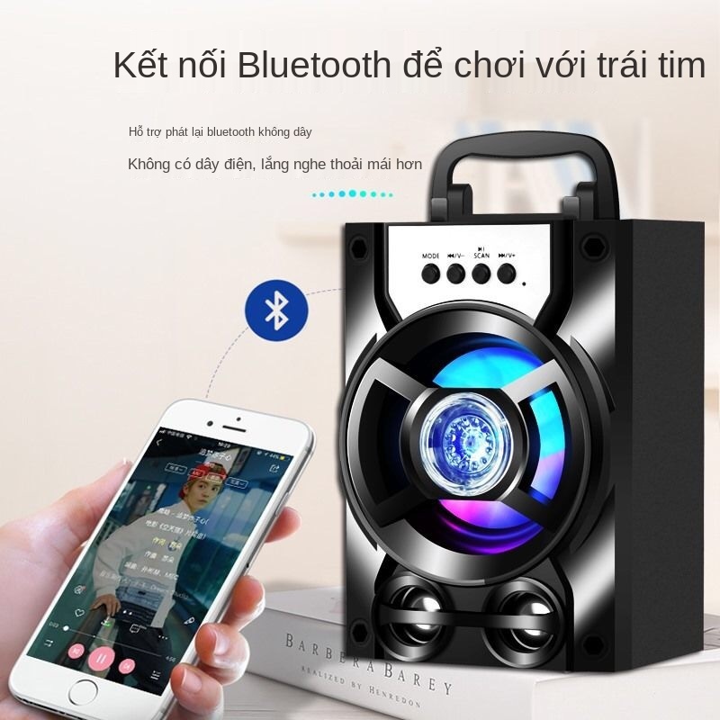 ✉❃◙Loa Bluetooth mini âm trầm Hỗ Trợ Cắm Thẻ Nhớ Và Usb Đĩa nhảy khiêu vũ hình vuông nhỏ di động ngoài trời lượng lớn v