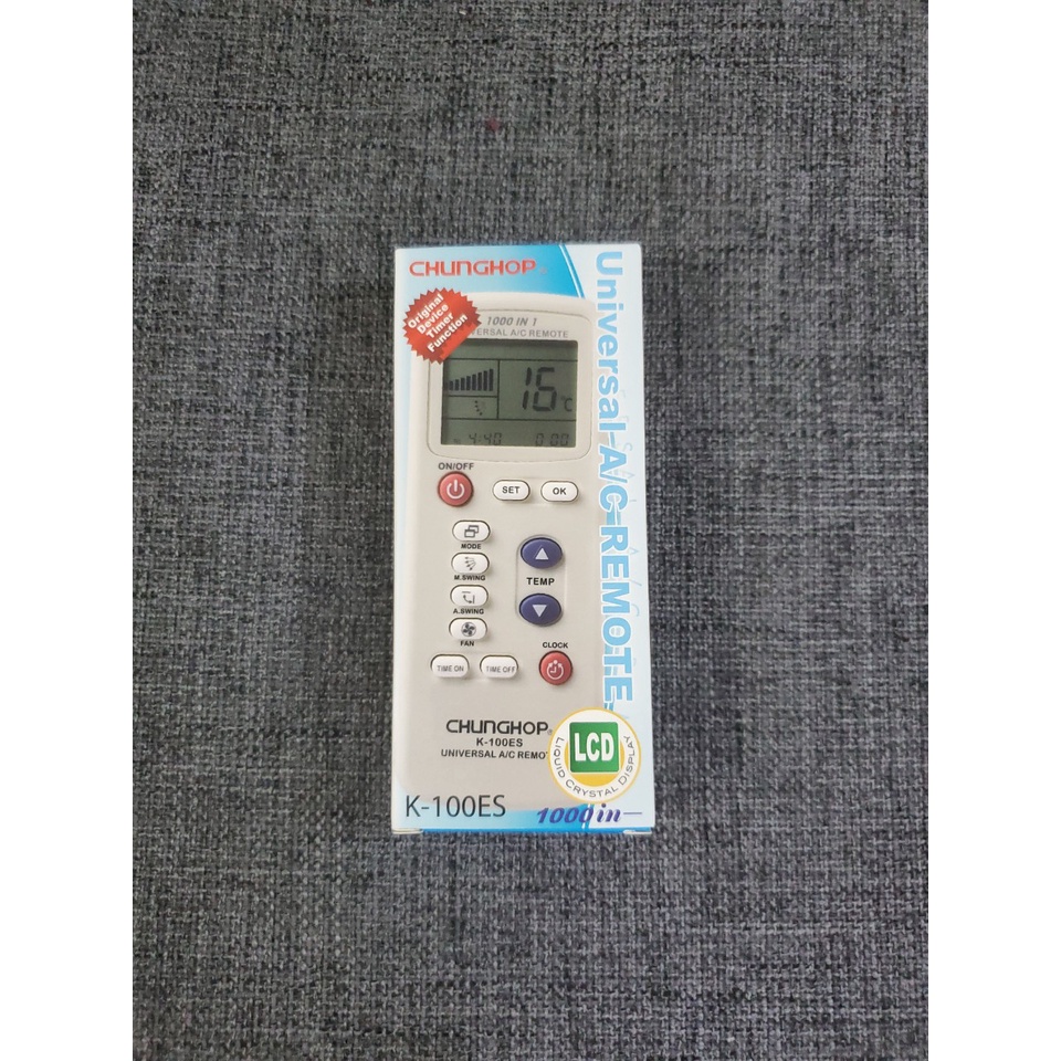 Điều khiển điều hòa đa năng K100ES CHUNGHOP- Bảo Hành Đổi Mới 1 Tháng - Tặng kèm Pin