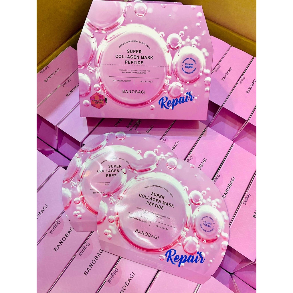 Hộp 10 Mặt Nạ Phục Hồi Da Banobagi Super Collagen Peptide Repair Mask 10x30ml