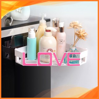 Kệ góc phòng tắm treo tường thông minh hình chữ LOVE, không cần khoan tường 9237