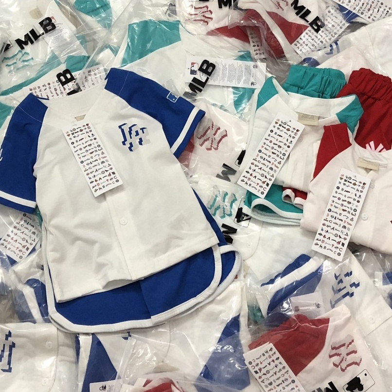 Đồ bộ cộc tay bé trai - Set bộ bóng chày MLB cho bé trai size 90-150