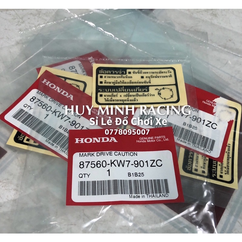 Tem Thông Số Wave125i  Hàng Thái Lan Chính Hãng Giá Tốt