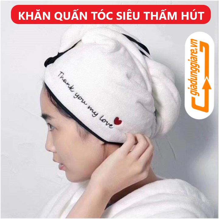 KHĂN Ủ TÓC cotton mềm mại siêu thấm hút giúp khô tóc nhanh quấn ủ hấp tóc tiện lợi - giadunggiare.vn