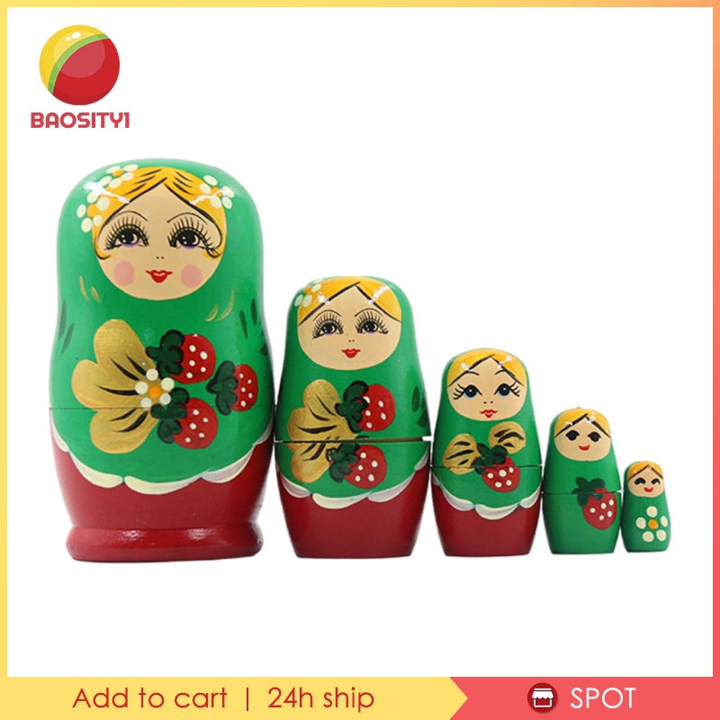 Set 5 mô hình búp bê đồ chơi Nga Matryoshka nhiều màu có thể lồng vào nhau