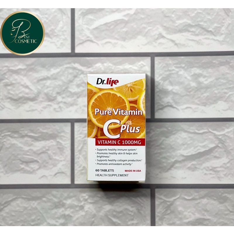 Viên uống chống lão hóa da và tăng cường sức đề kháng Dr. Life Pure Vitamin C Plus – 1000mg