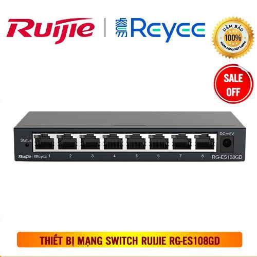 Bộ Chia Mạng 8 Cổng Sắt 1000Mbps RUIJE RG-ES108GD - Switch 8 Port Gigabit - Hàng Chính Hãng