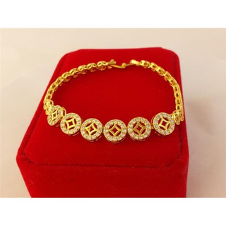 Lắc tay vòng tay kim tiền dây mềm đồng non mạ siêu bền