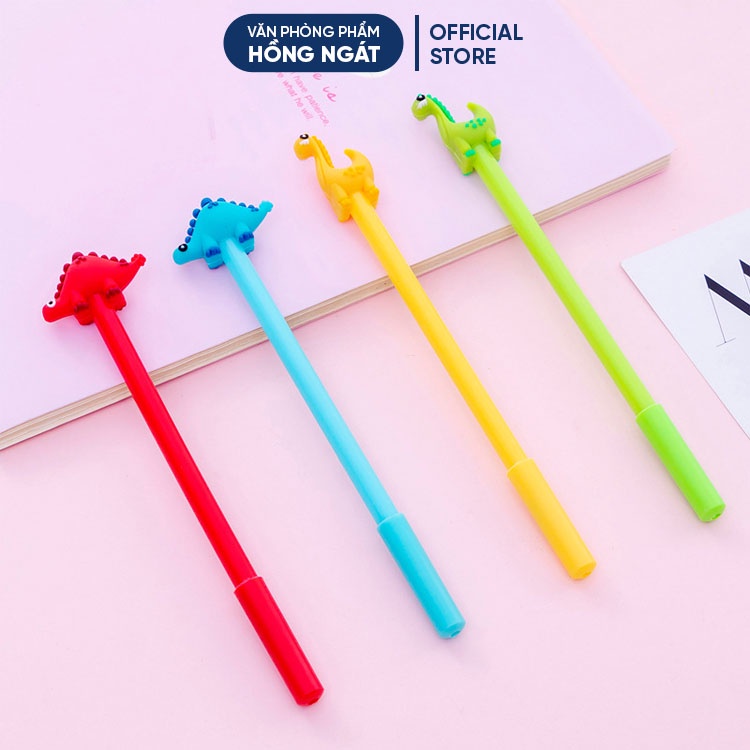 Bút bi cute khủng long Ms2, bút bi nước mực gel đen ngòi 0.5mm nhiều màu dễ thương đồ dùng học tập B14
