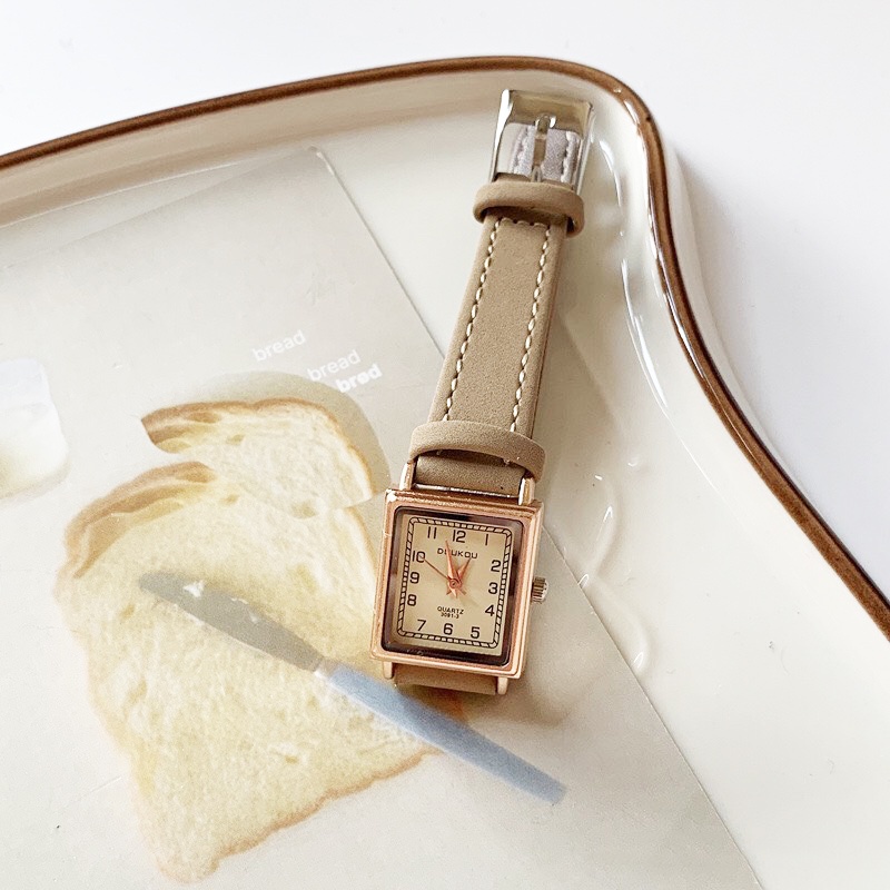Đồng hồ nữ chính hãng đeo tay dây da mặt vuông đẹp giá rẻ LaCy Watch DHJI0009
