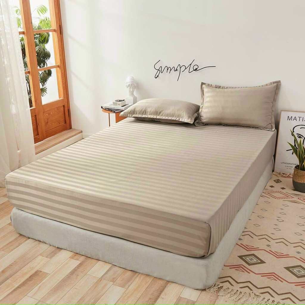 Trọn Bộ 3 Món Ga Gối Cotton Tici 3F Hàn Quốc( Nhiều mẫu lựa chọn) Màu NÂU BE