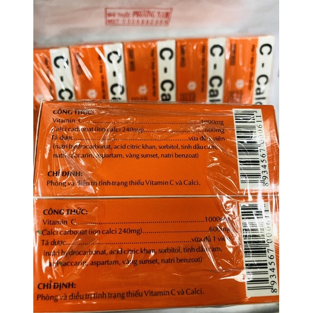 Viên sủi bổ sung vitamin C-Calci tuýp 10viên