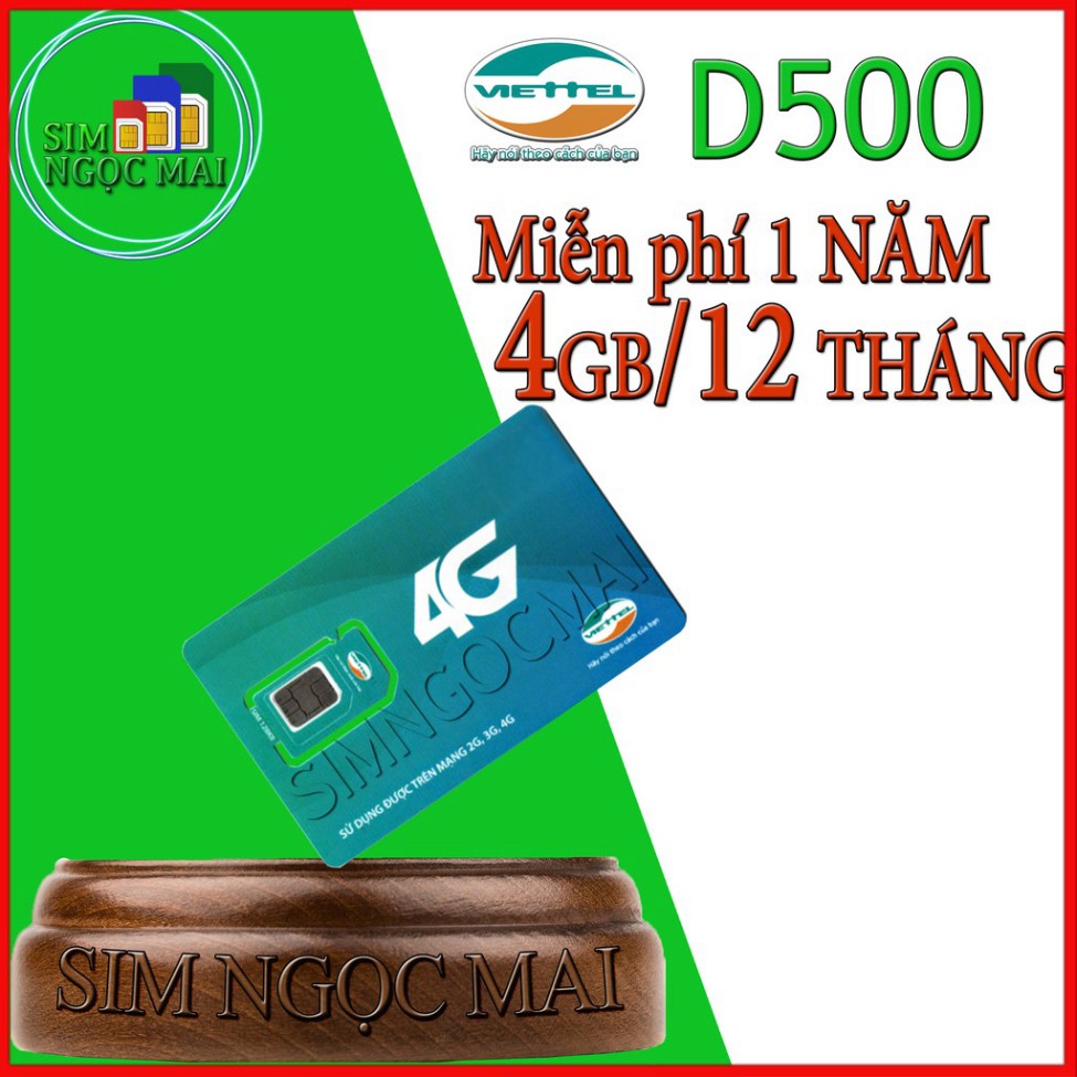 [FREESHIP] Sim 4G Viettel D500 - D500T  5Gb/tháng Trọn Gói 1 Năm Không Nạp Tiền - NGHE GỌI ĐƯỢC