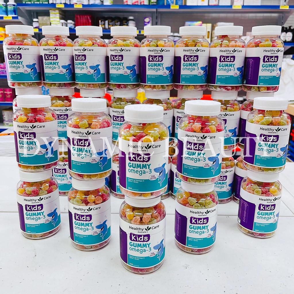 [Hàng chuẩn Úc] Kẹo dẻo bổ sung dầu cá cho bé trên 2 tuổi Healthy care kids gummy omega 3 250 viên của Úc
