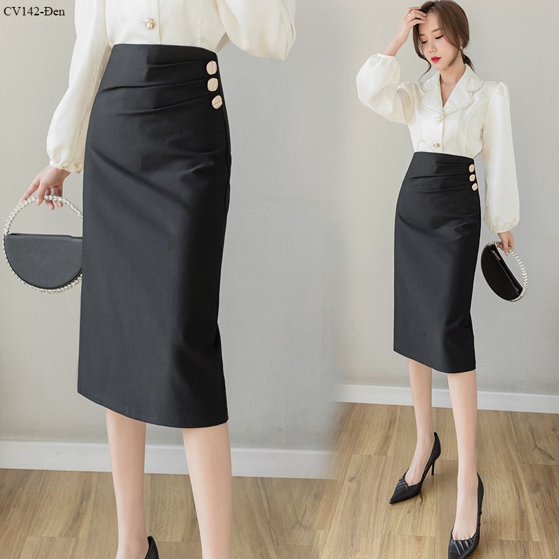 CV142- Chân váy umi xếp ly 3 nút | BigBuy360 - bigbuy360.vn