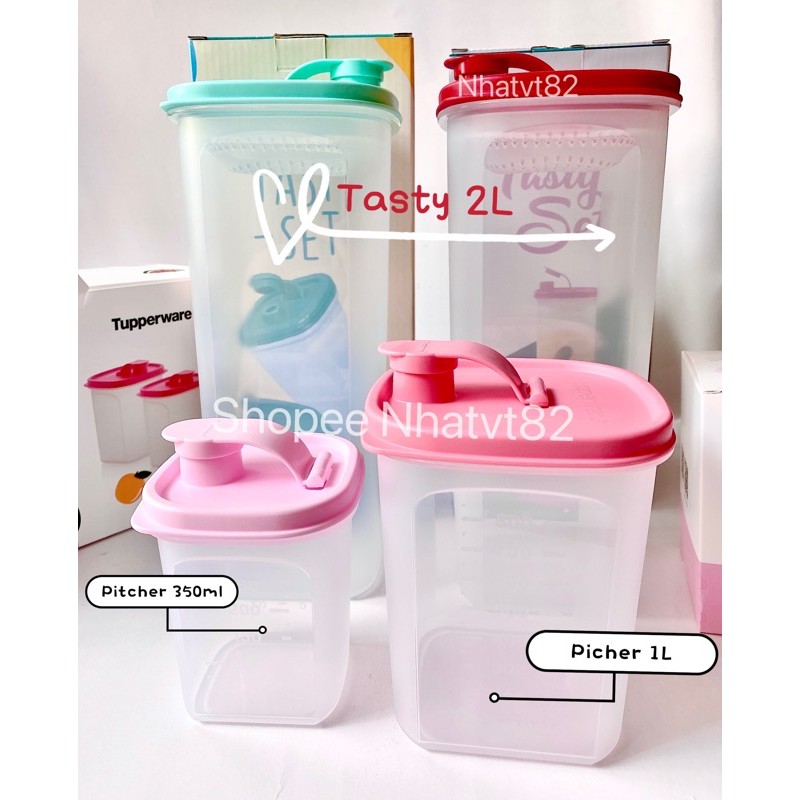 Tasty set Bình nước slim line pitcher 2L / 1L / 350ml tupperware