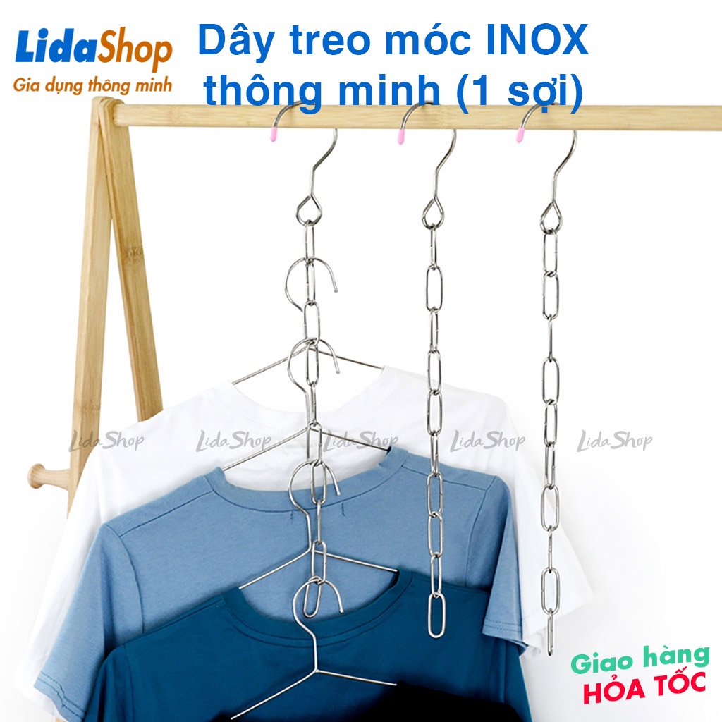 Dây phơi đồ thông minh inox Lidashop, Dây XÍCH INOX treo móc quần áo thông minh tiết kiệm diện tích tủ