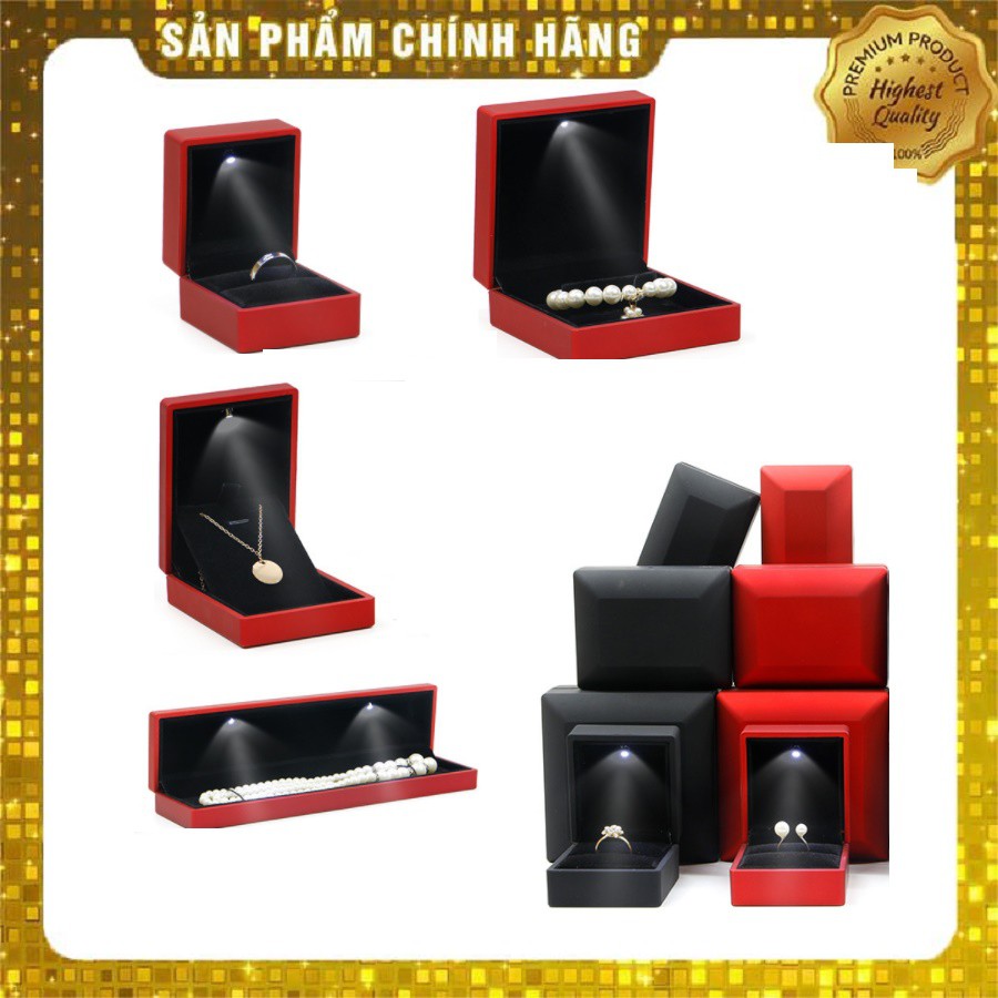 Hộp đựng trang sức đèn LED hộp nhẫn có đèn hộp vòng tay mặt hộp dây chuyền trang sức.
