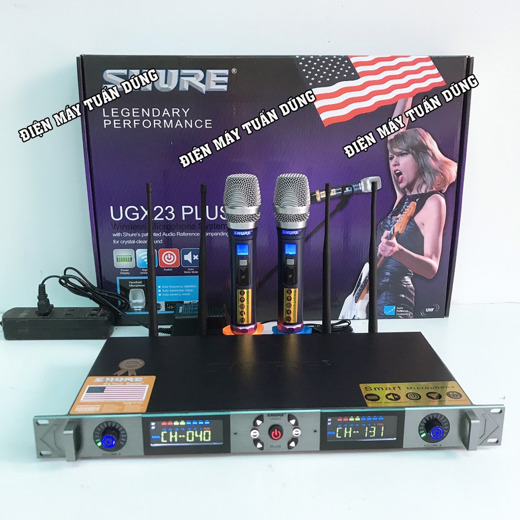 Micro Shure UGX23 Plus 4 râu - Vỉ tím - main lớn - Hát cực nhẹ - Hàng cho ca sĩ chuyên nghiệp