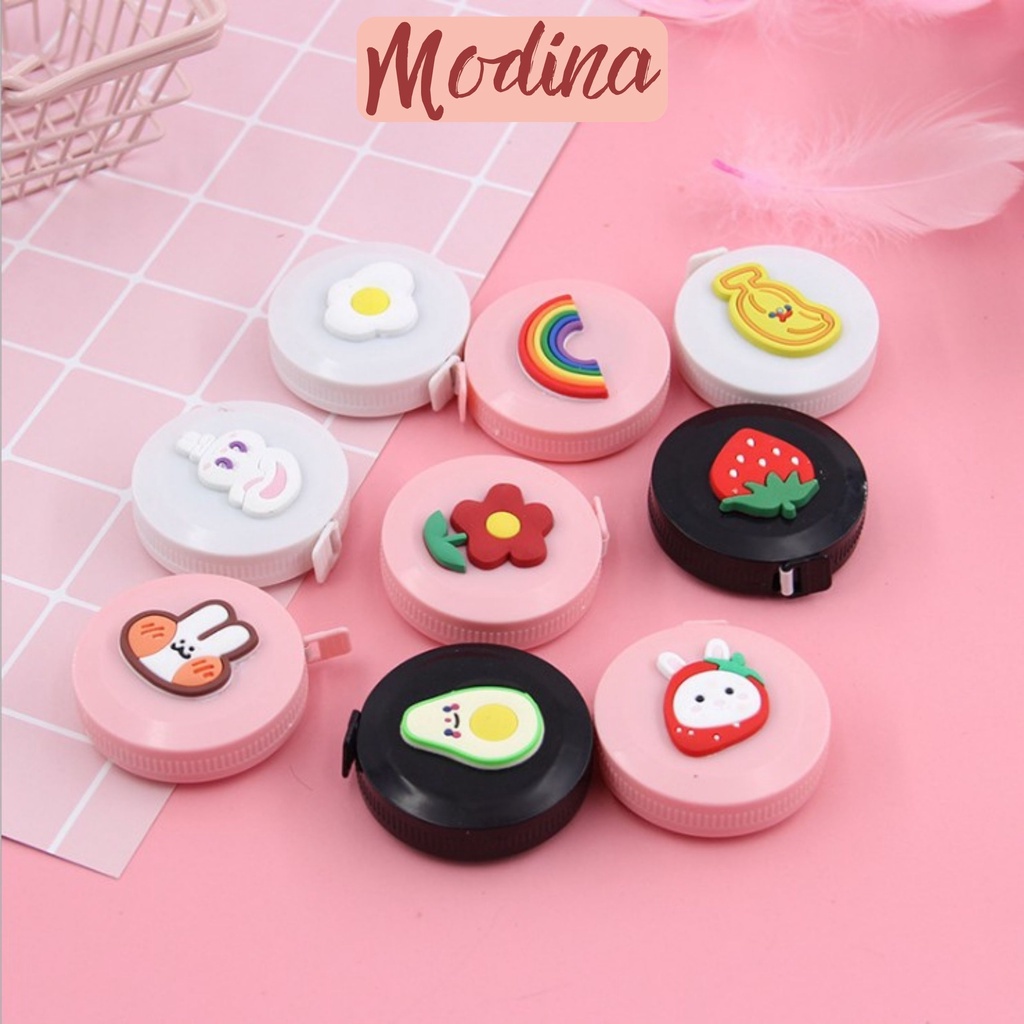 Dây đo vòng eo, thước đo chiều cao 1.5m hoạt hình dễ thương cuộn tự động nhỏ gọn, bỏ túi
