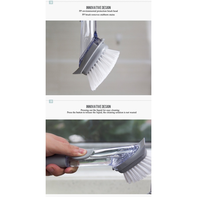 Bàn chải chà nồi chảo tự động có tay cầm dài / Cọ rửa chén bát đa năng tay cầm dài