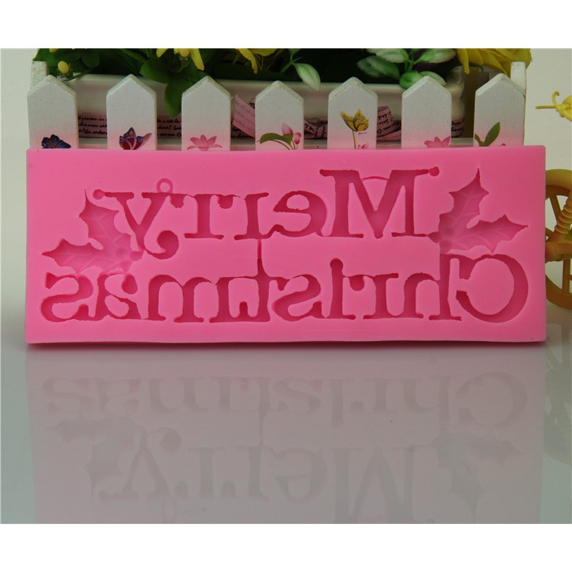 Khuôn rau câu 4D silicone Chữ Mery Christmas