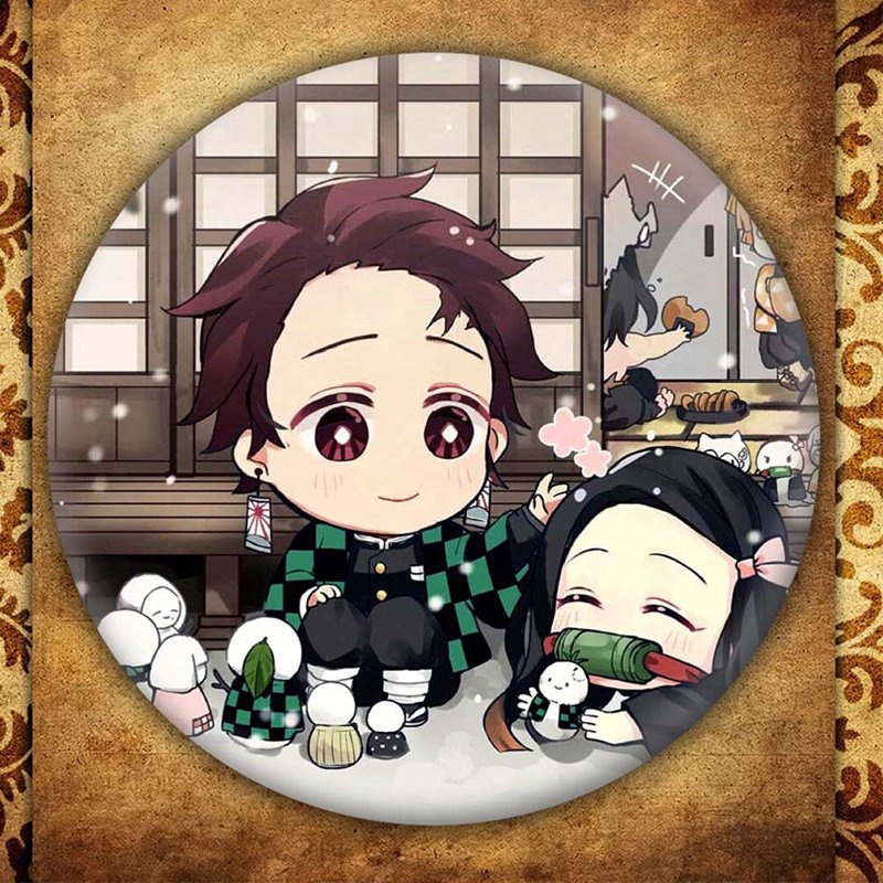 11 Styles Anime Demon Slayer: Kimetsu No Yaiba Kamado Tanjirou Cosplay Badge Cartoon Collect Backpacks Bags Badges Button Brooch Pins 2Pcs