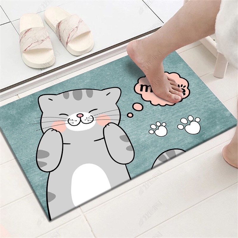 (LOẠI XỊN) Thảm chùi chân thấm nước nhà tắm chống trượt, thảm lau chân hình thú 3D nhà bếp