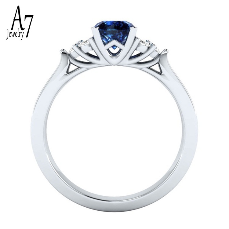 Nhẫn bạc S925 đính đá Sapphire kiểu dáng thời trang