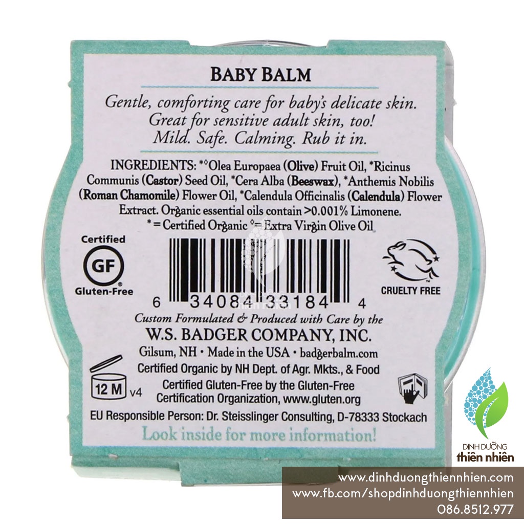 Sáp Dưỡng Da Hữu Cơ Cho Bé Badger Organic Baby Balm