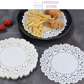 Giấy nến thấm dầu ăn thực phẩm sét 140 tờ hình tròn họa tiết ren hoa chịu nhiệt , chống thấm, hút dầu Xiaomimi PVN17474