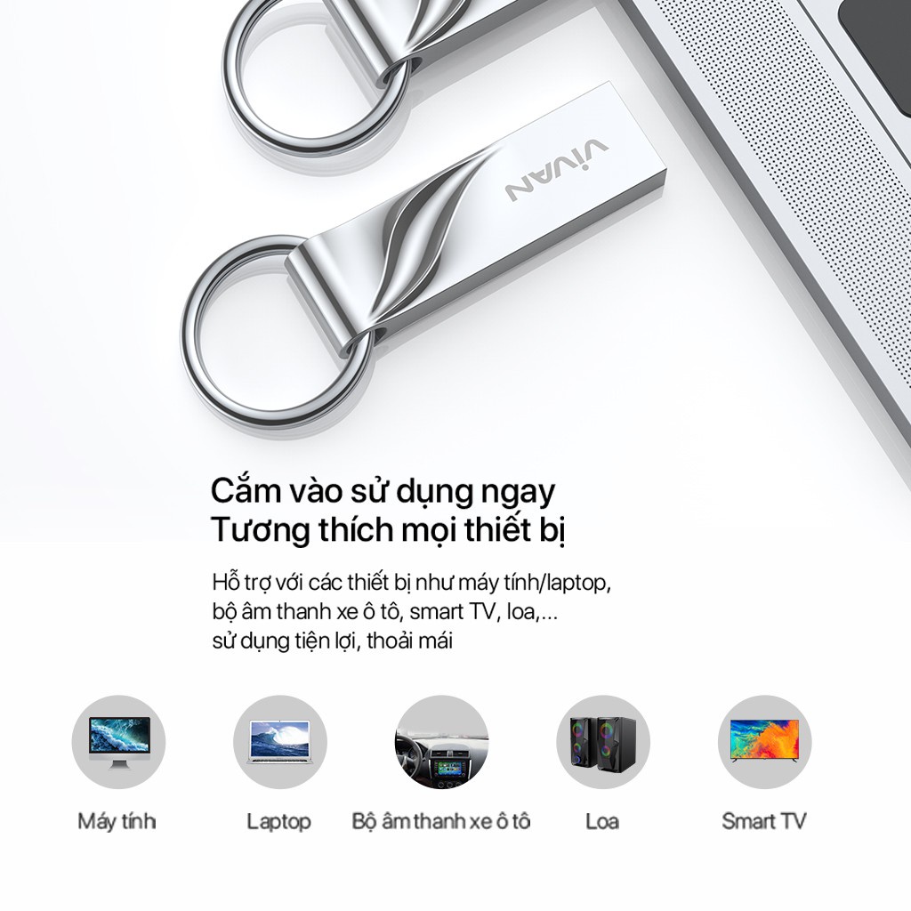 USB 2.0 Vivan VF316 dung lượng 16GB / 32G / 64G tốc độ cao 100mb/s, flash drive đầu kim loại siêu nhẹ