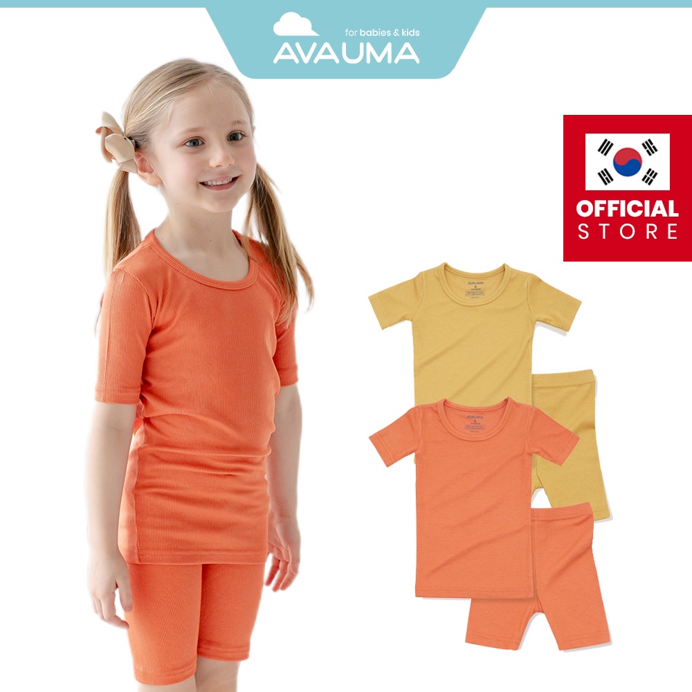 Bộ đồ ngủ pijama AVAUMA tay ngắn 2 màu dễ thương thời trang mùa hè cho bé 6 tháng - 7 tuổi